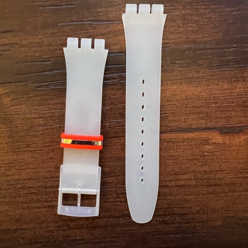Swatch Frosted Replacement Strap with Vibrant Red Detail, 19mm NWOT